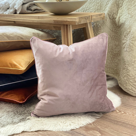 Mayfair Velvet Cushion - Blush Pink