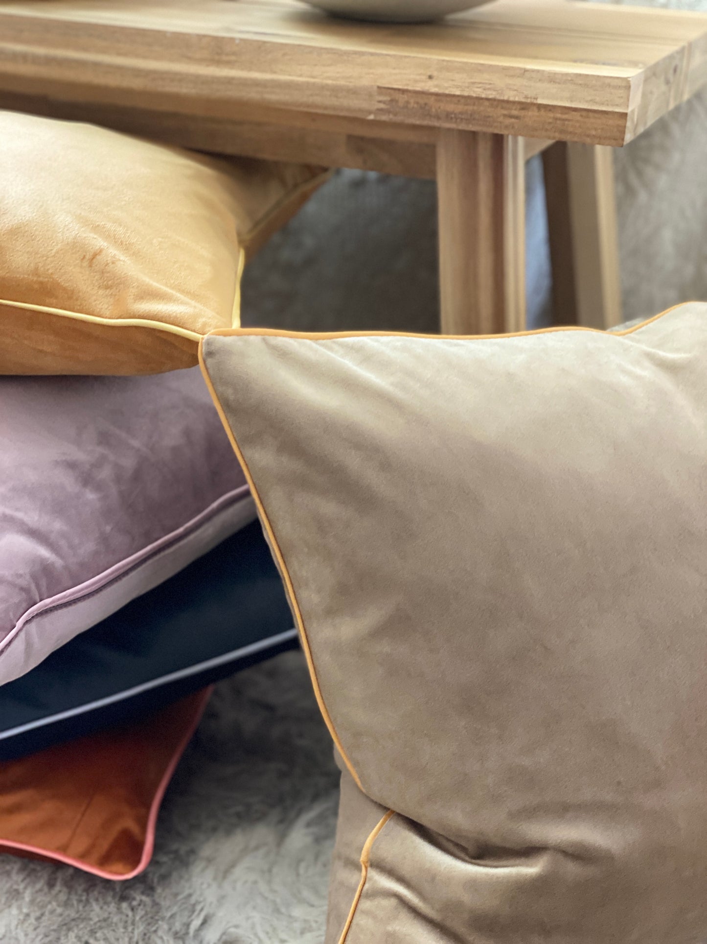 Mayfair Velvet Cushion - Natural Taupe