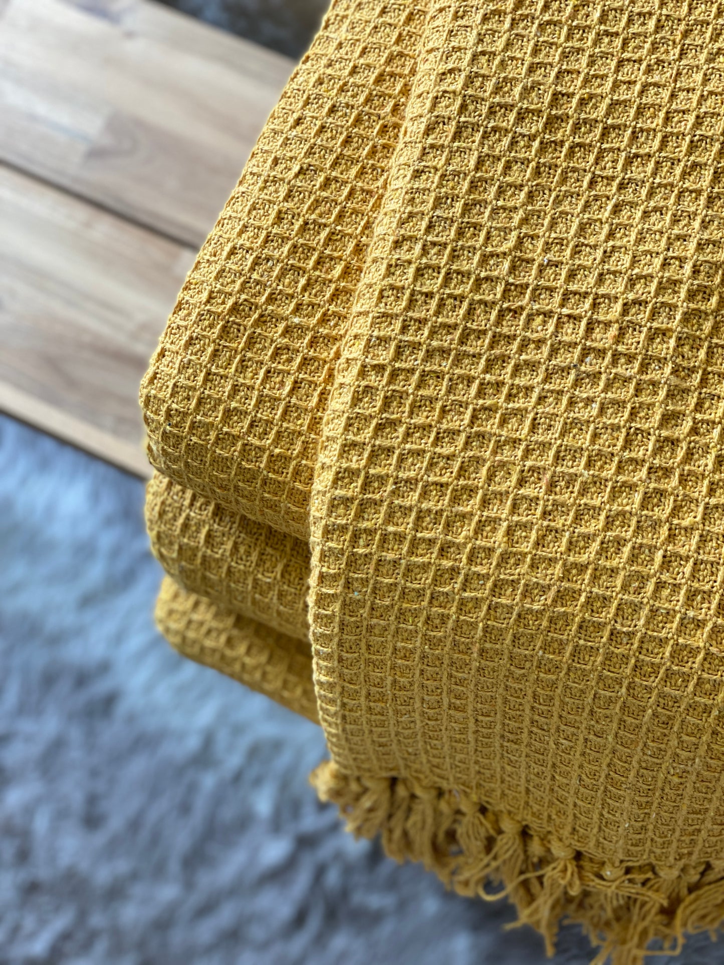 Sienna Honeycomb Throw - Mustard Yellow