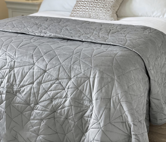 Vermont Velvet Bedspread - Stone Grey
