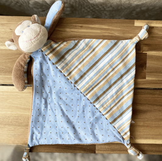 Blue Monkey Baby Comforter Toy
