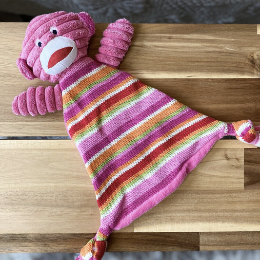 Pink Monkey Baby Comforter Toy