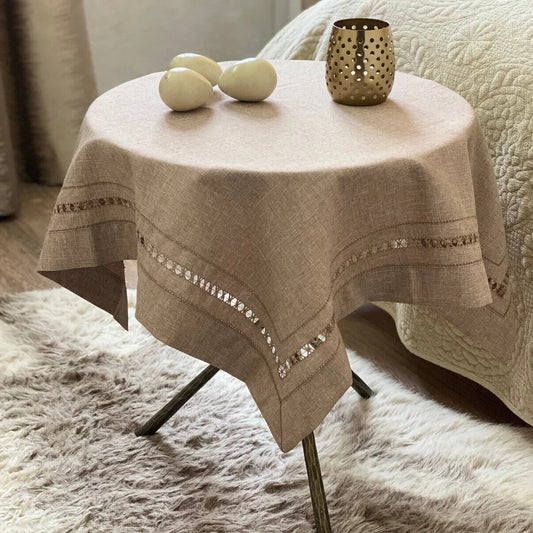 Cutwork Taupe Tablecloth - Small