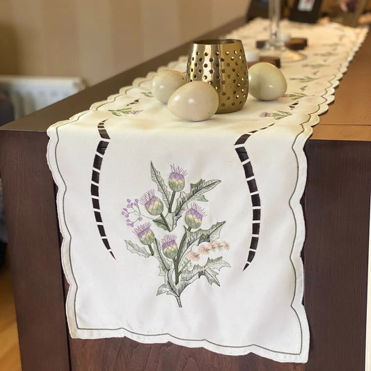 Embroidered Thistle Table Runner