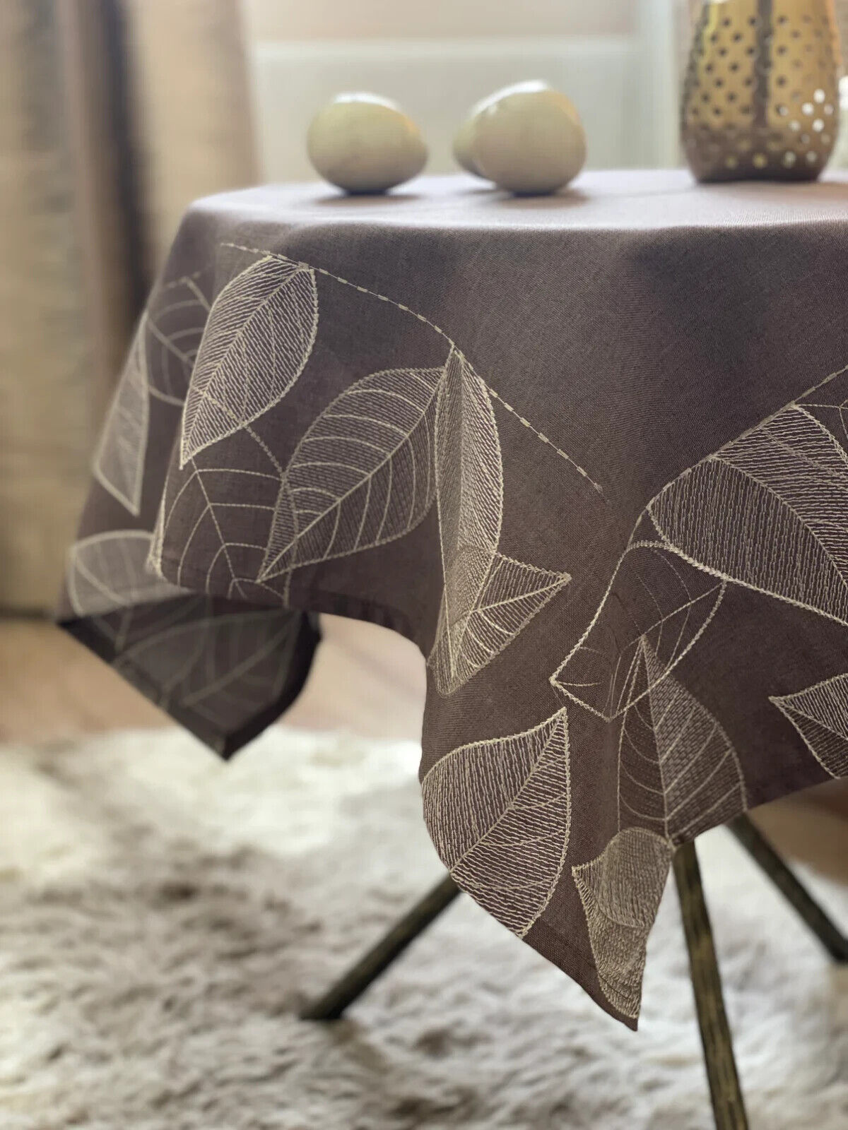 Beech Leaf Embroidered Tablecloth