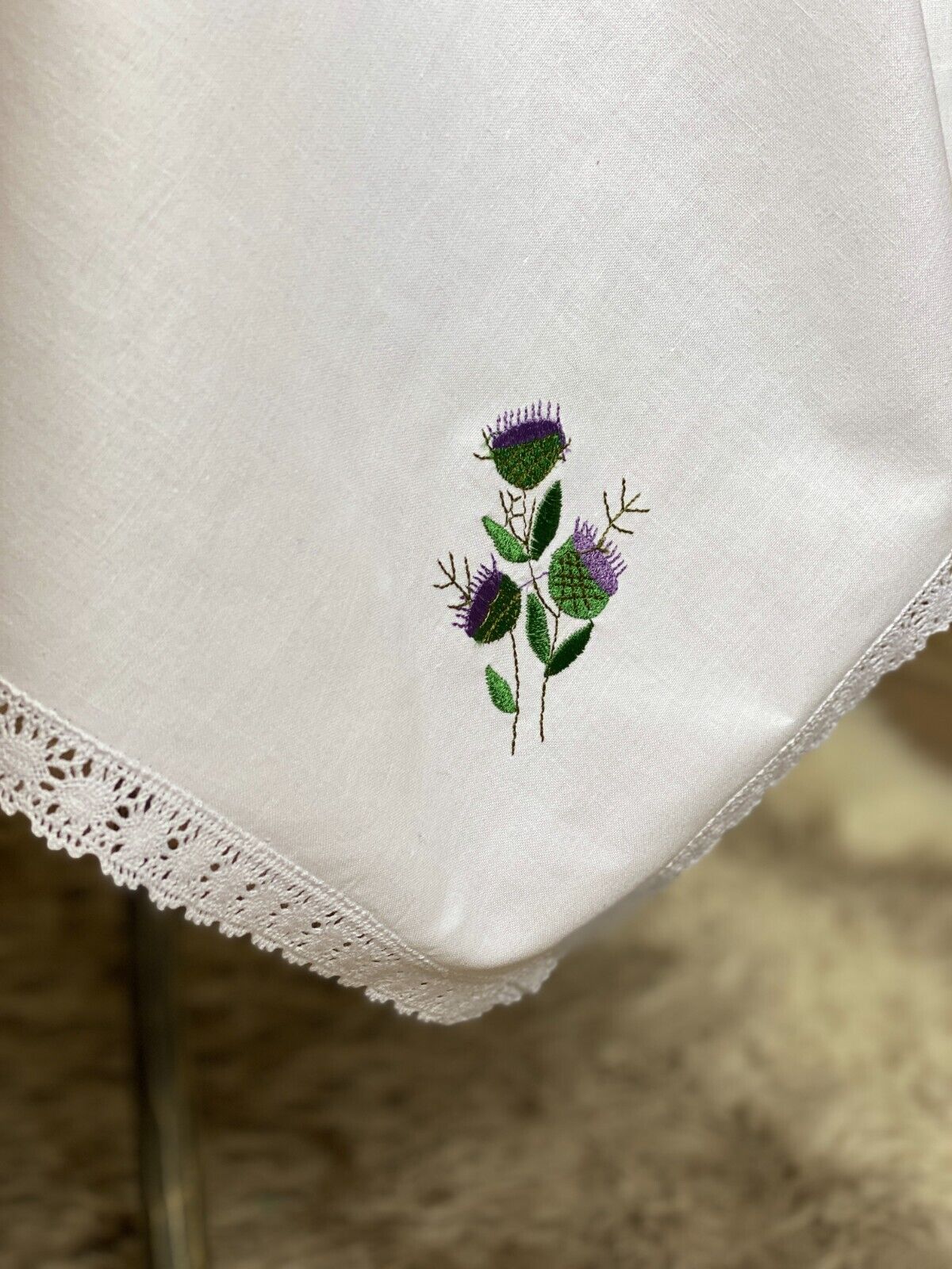 Embroidered Lace Thistle Tablecloth